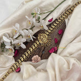 Vriksham Classic Peacock Lakshmi Hipchain-Green Red-Gold Bead-G20792